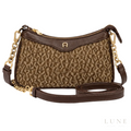 Aigner Bag | Leah Icon Pochette Shoulder Bag XS – Brown (Dadino monogram canvas with dark brown leather trim)