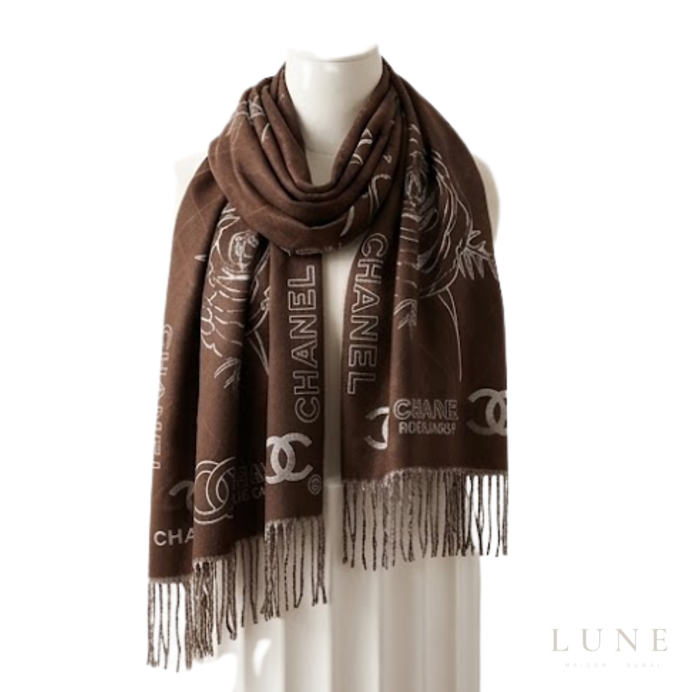 Chanel | Scarf Camellia CC Dark Brown - View 3