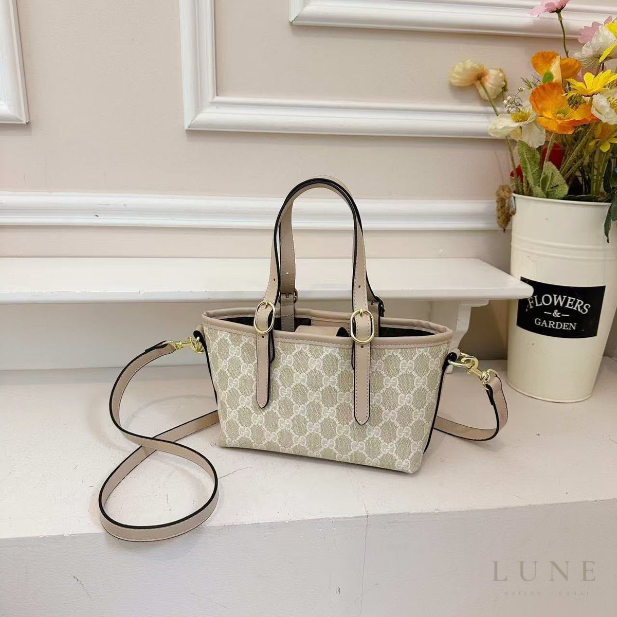 Gucci Bag | GG Emblem Mini Tote Bag – Beige – White