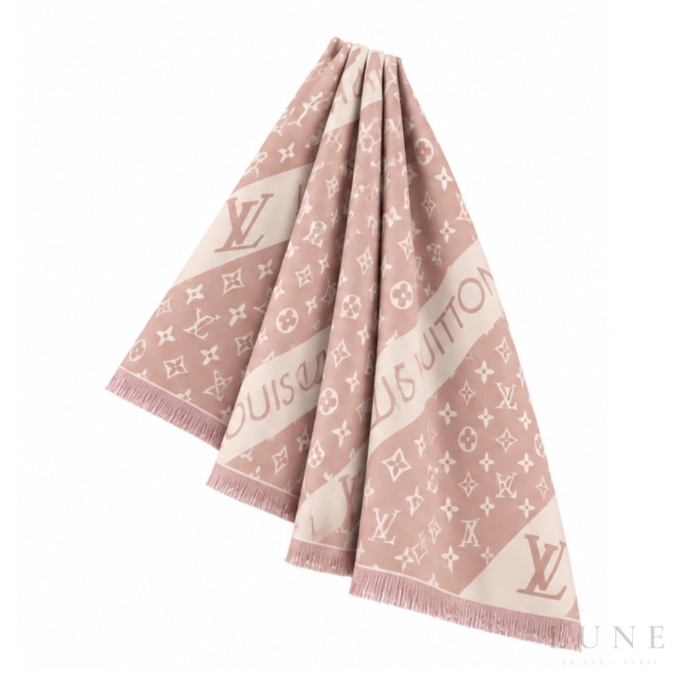 Louis Vuitton Monogram Pink Scarf – Cream
