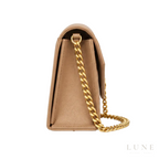 Saint Laurent Bag | (YSL) – Cassandre Matelassé Wallet on Chain (Envelope Chain Wallet) – Beige (Dark Beige – Dark Natural grain de poudre leather with gold-tone hardware)