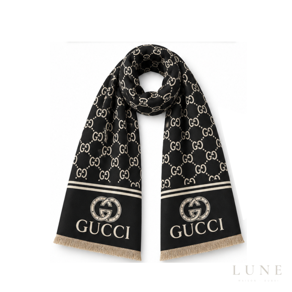 Gucci GG Jacquard Scarf – Black