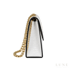 Saint Laurent Bag | (YSL) – Cassandra Medium Chain Wallet (Envelope Shoulder Bag) – White (Croc-Embossed Leather with gold-tone hardware)