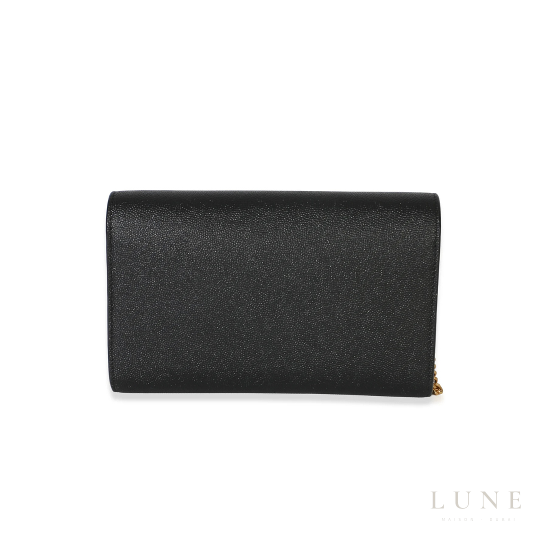 Saint Laurent Uptown Grain Chain Wallet – Black