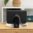 Classic Caviar 30 cm Bag – Black & Gold
