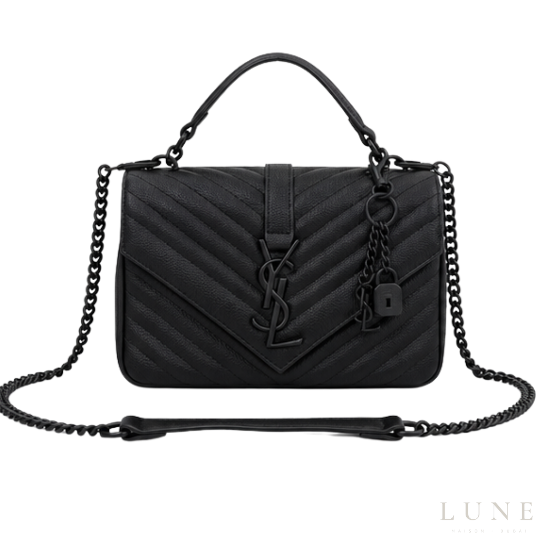 Saint Laurent College Medium Chain Bag – Black