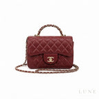 Chanel Top Handle Mini Rectangular Flap Bag – Burgundy - View 1