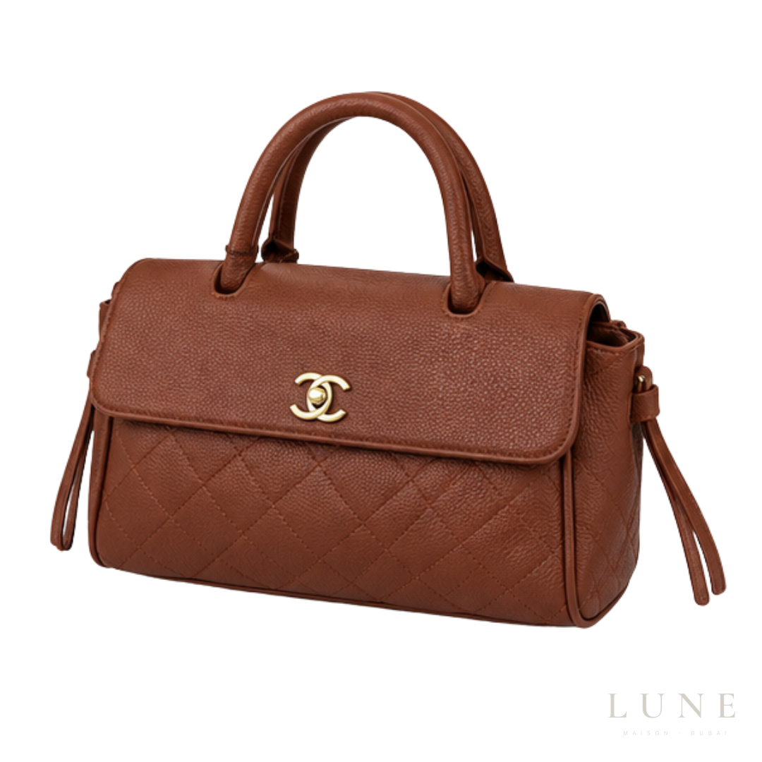 Chanel Bag | Urban Essentials Small Shopping Bag (East-West Baguette Tote) – Caramel (Brown – Tan grained calfskin leather with gold-tone hardware)