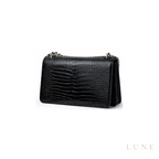 YSL Sunset Medium Black Croc-Embossed