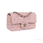 Chanel Mini Flap Bag Pink Tweed and Sequin Light Gold Hardware - View 2
