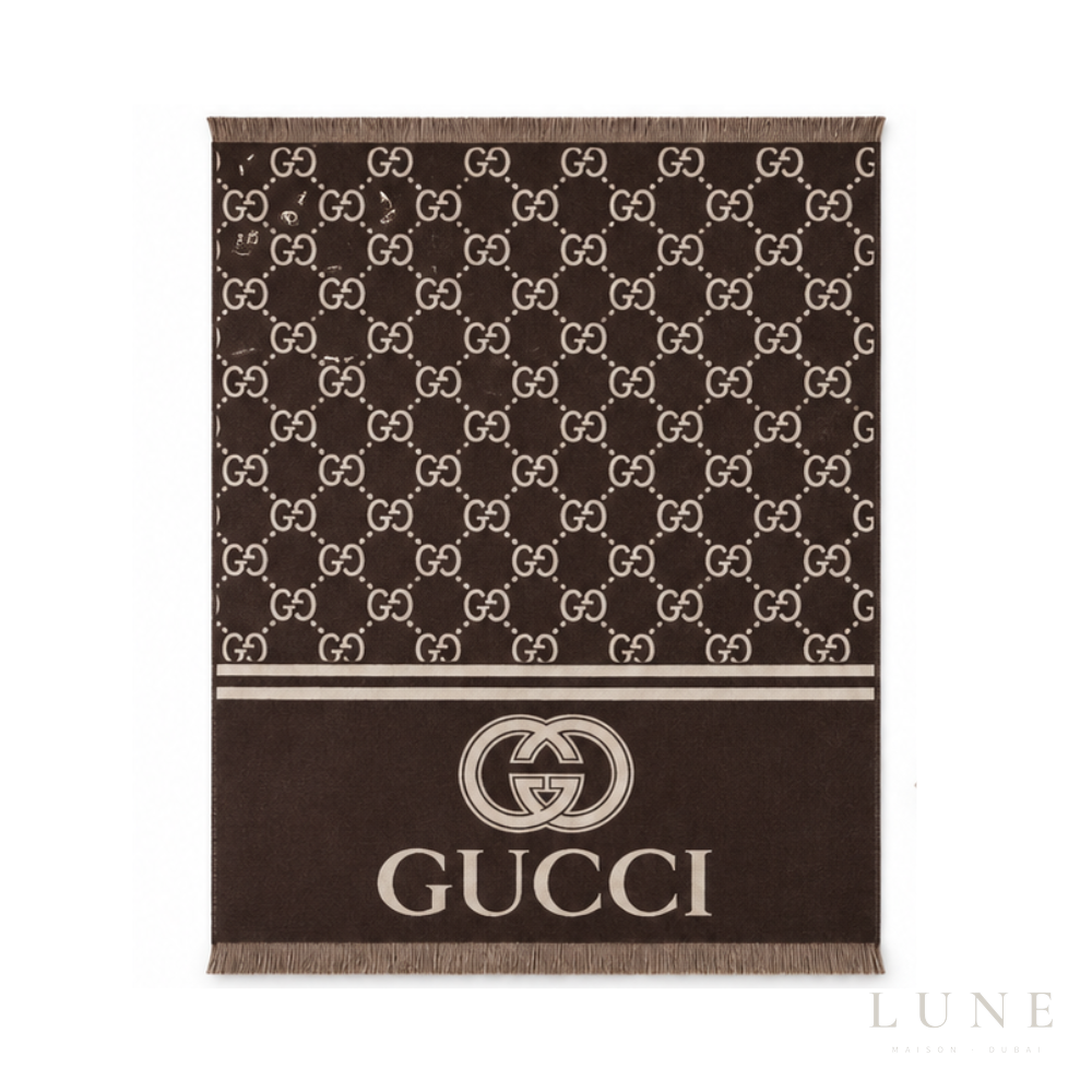 Gucci GG Reversible Logo Scarf – Dark Brown