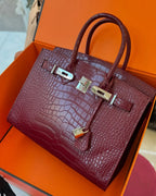 Matte Crocodile-Style Birkin Bag