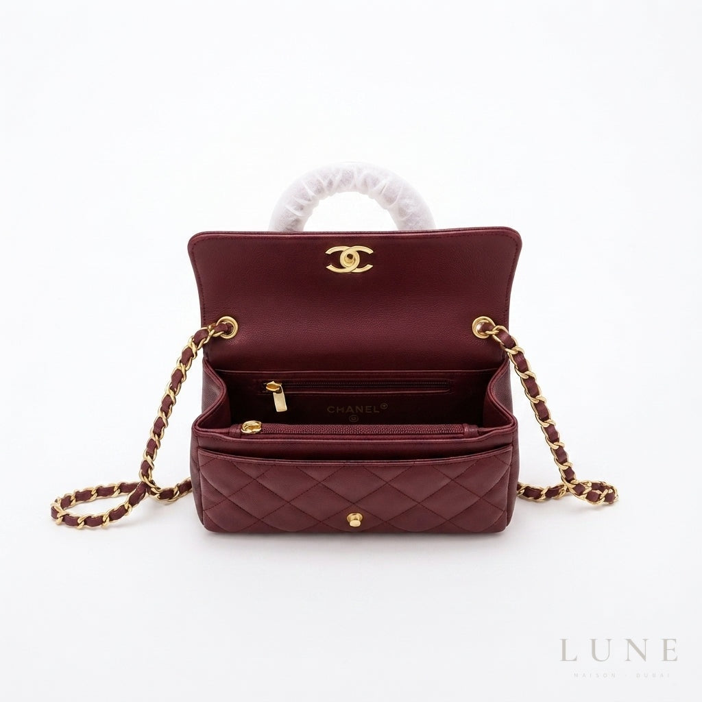 Chanel Coco Handle Bag – Burgundy - View 3