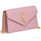 Saint Laurent Cassandre Wallet on Chain – Pink