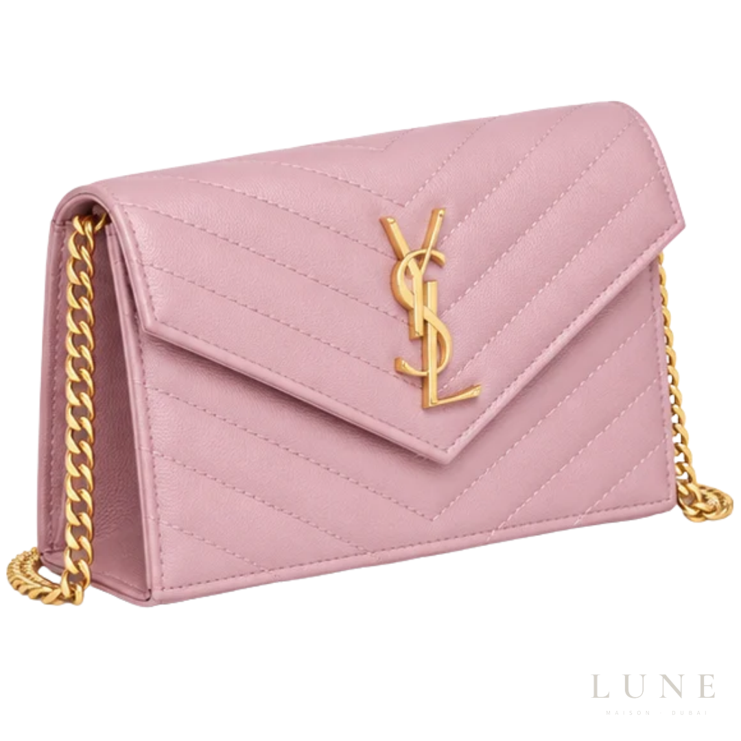 Saint Laurent Cassandre Wallet on Chain – Pink