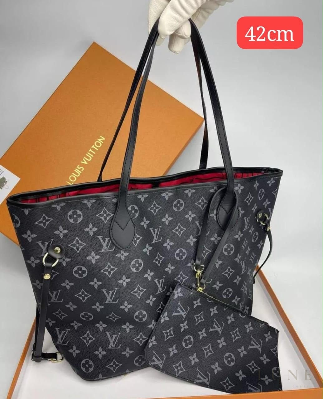 Louis Vuitton Neverfull Tote Bag – Black & Grey - View 5