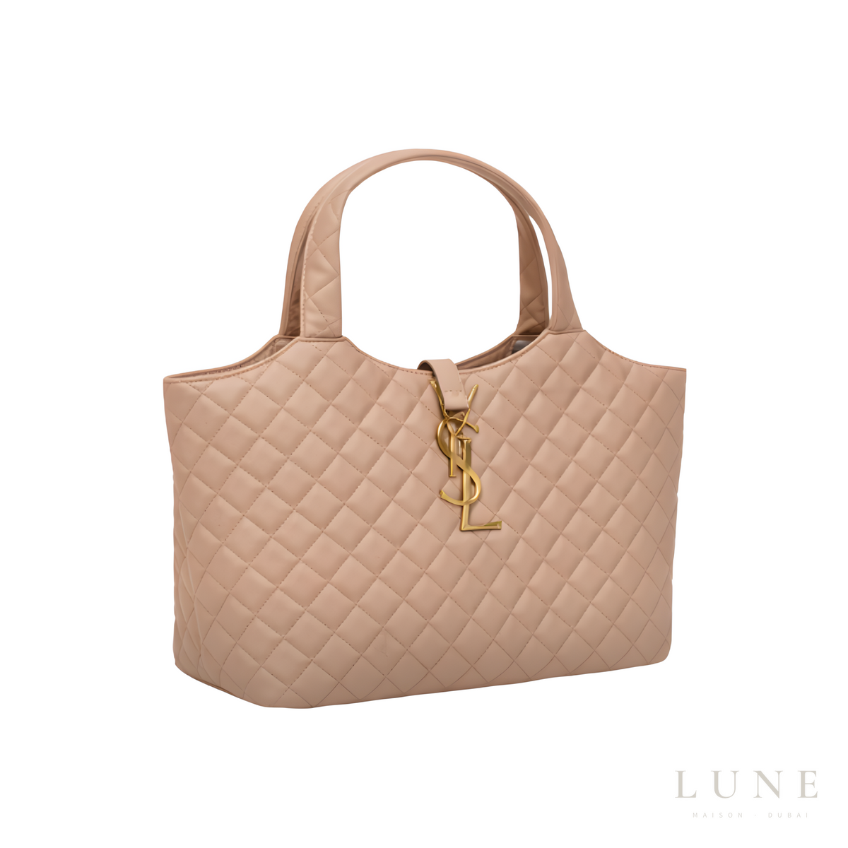 YSL Icare Maxi Quilted Suede Beige