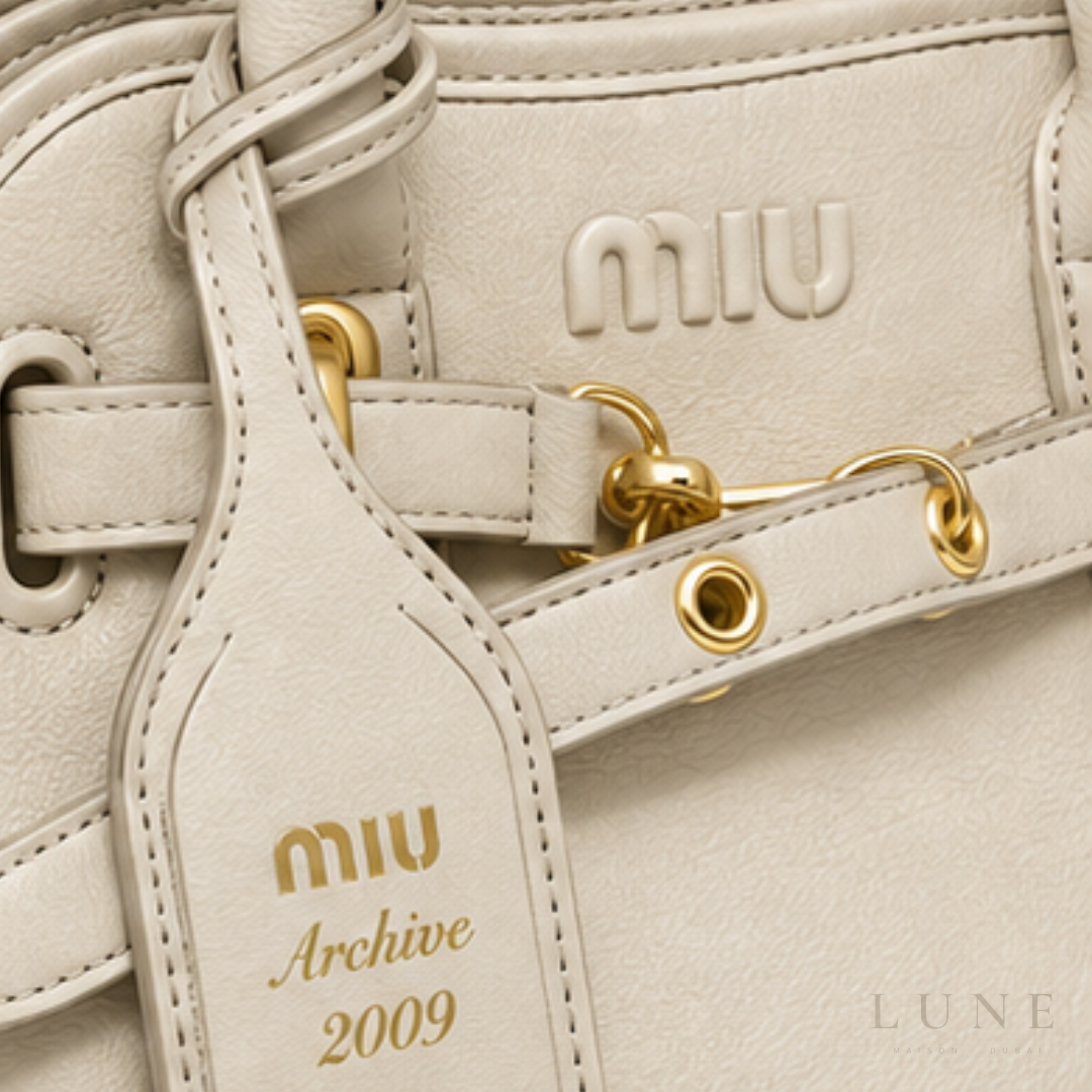 Miu Miu Bag | Aventure Nappa Leather Bag (Archive 2009 Edition) – Beige (Corda – Cream with gold-tone hardware)
