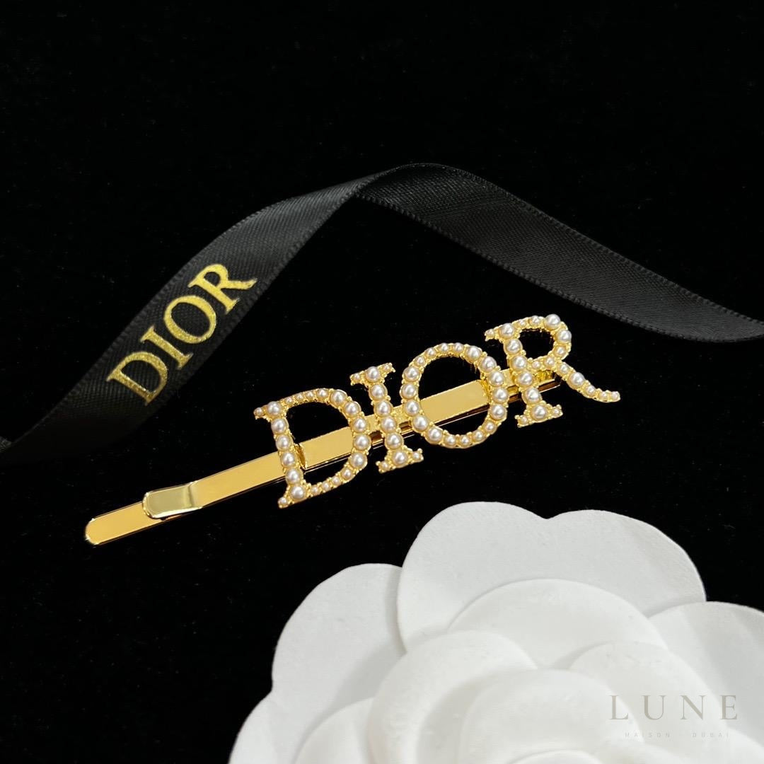 Dior Hairclip Metal Beads Logo Jewelry – Gold