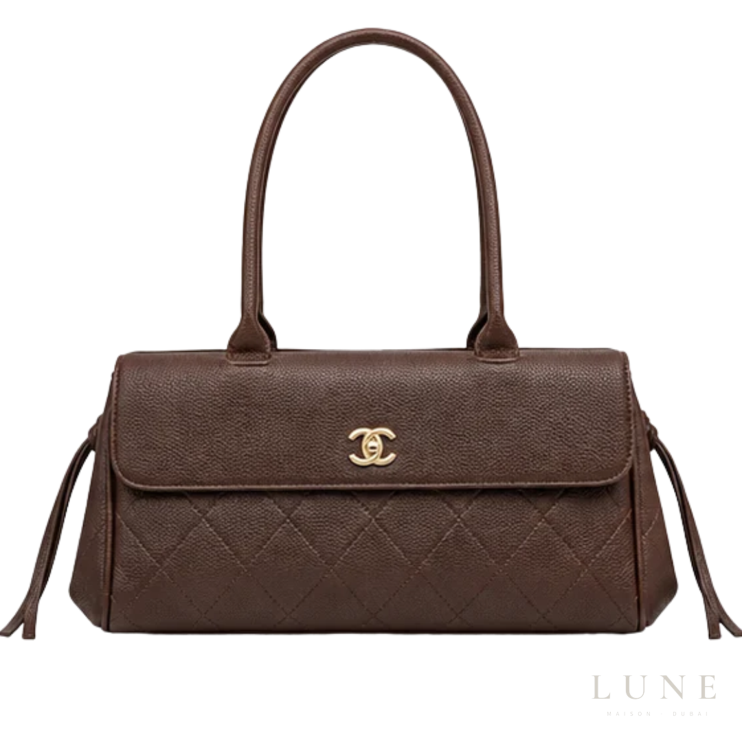Chanel Bag | Urban Essentials Small Shopping Bag (East-West Baguette Tote) – Dark Brown (Espresso – Coffee)
