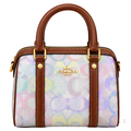 Coach Bag | Micro Rowan Satchel – Pastel Rainbow (Holographic Rainbow Signature canvas with brown leather trim)