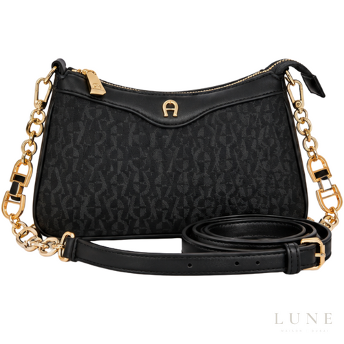 Aigner Bag | Delia Monogram Shoulder Bag – Black