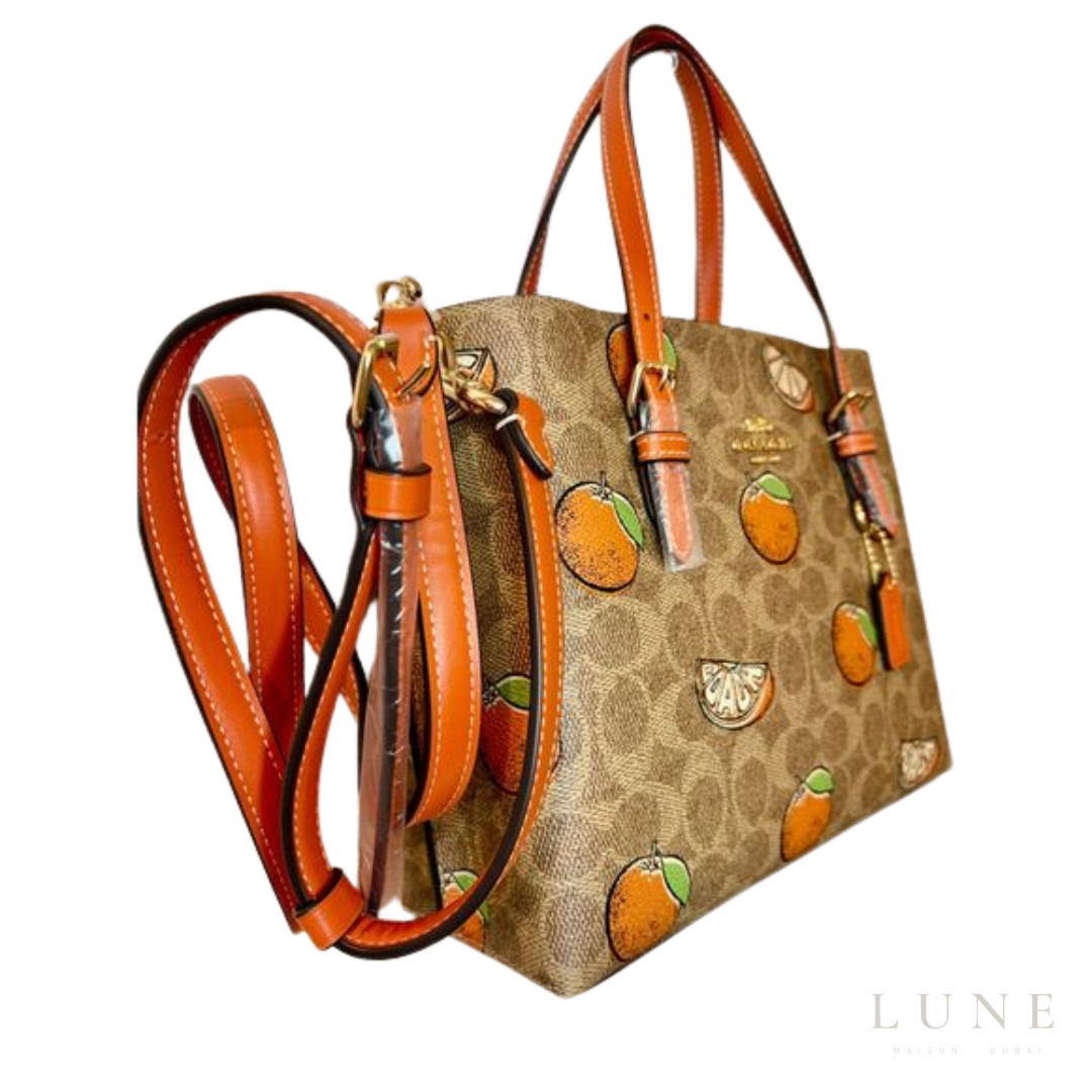 Coach Bag Canvas Vibrant Orange Fruit Print - View 2
