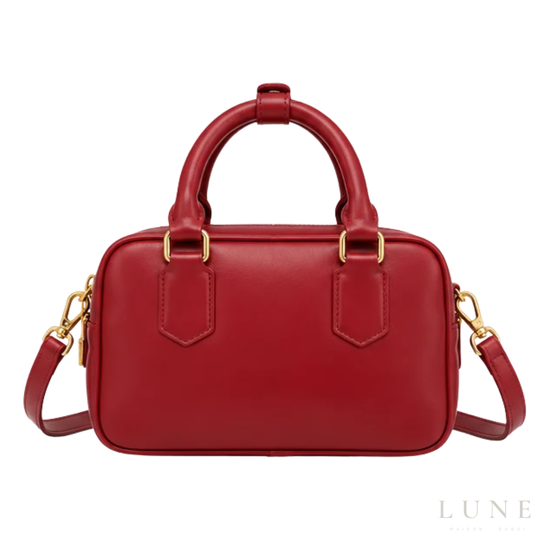 Miu Miu Bag | Arcadie Leather Bag (Top-handle satchel – crossbody bag) – Cherry Red (Rubino – Crimson with gold-tone hardware)