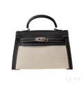 Hermès Mini Kelly 2 Bag - Black and White Canvas with Palladium Hardware