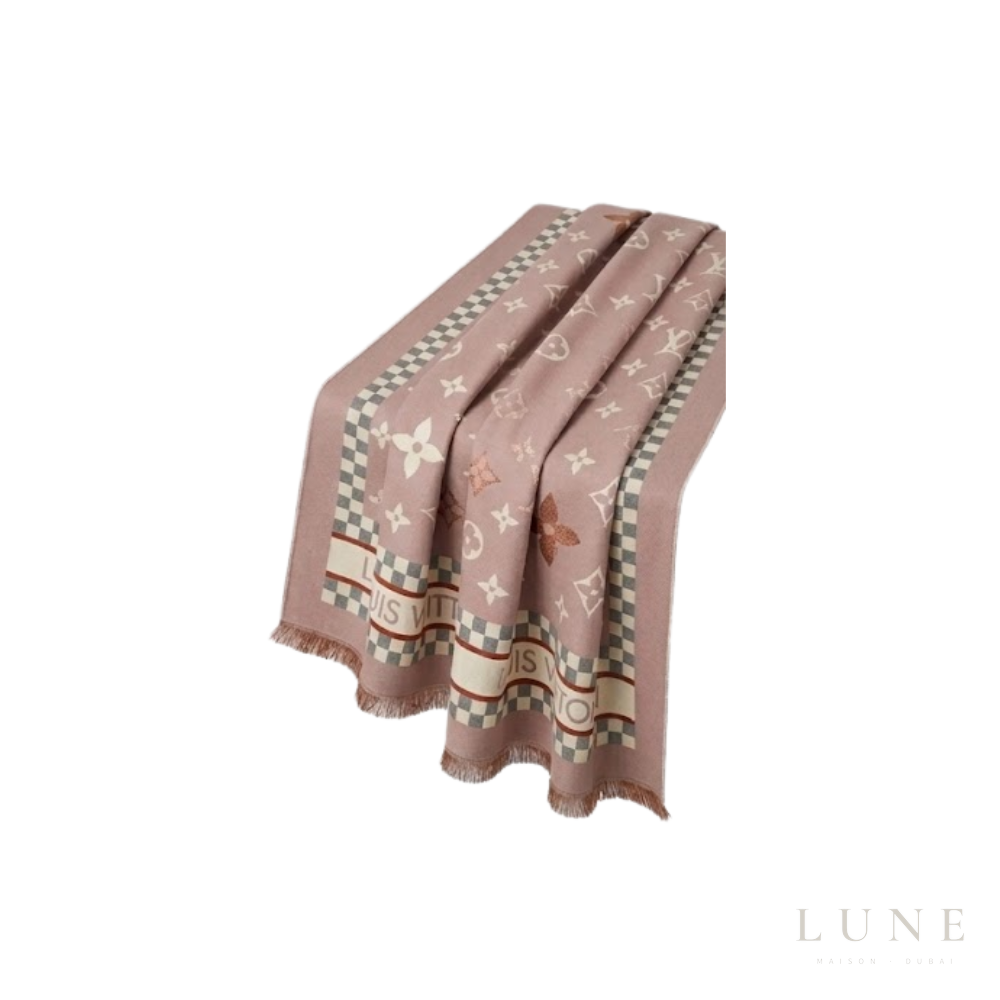 Louis Vuitton Monogram Heart Beige Rose Scarf