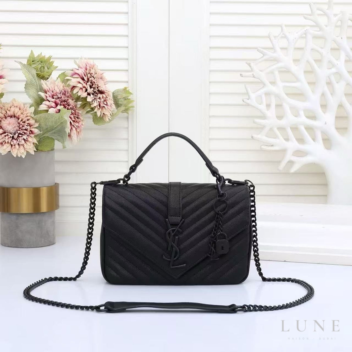 Saint Laurent College Medium Chain Bag – Black