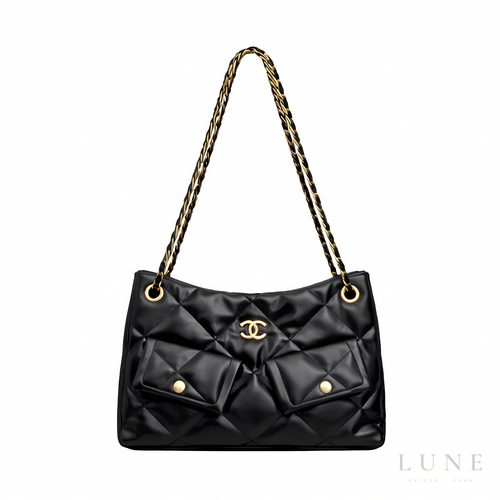 Chanel 25 Small Hobo Bag Suede Black