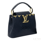 Louis Vuitton Navy Textured Bag – Gold-Tone Detail - View 3