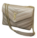 Saint Laurent Loulou Small Chain Bag - Taupe / Beige Calfskin Leather