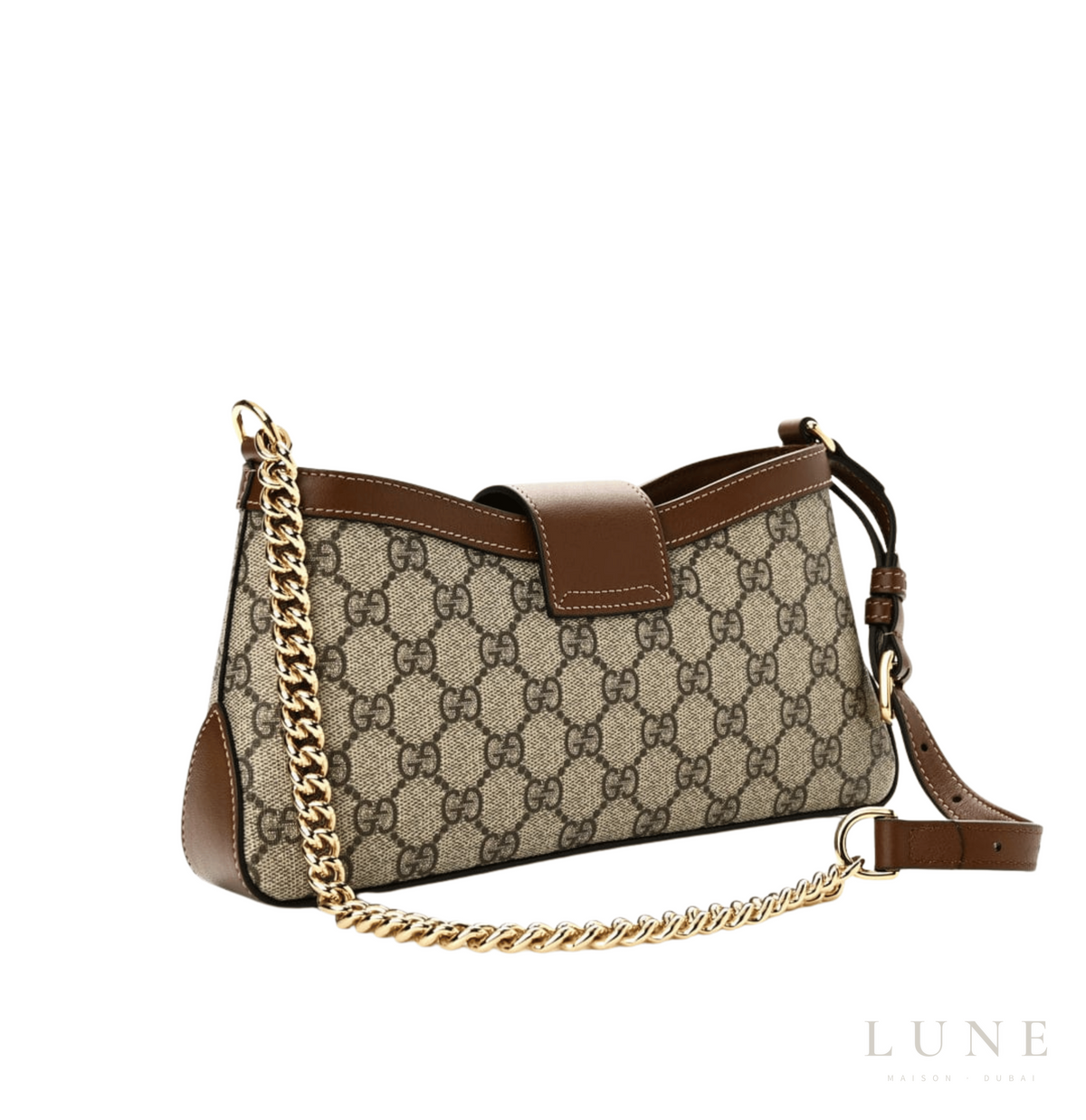 Gucci GG Supreme Monogram Calfskin Small Padlock Chain Shoulder Bag