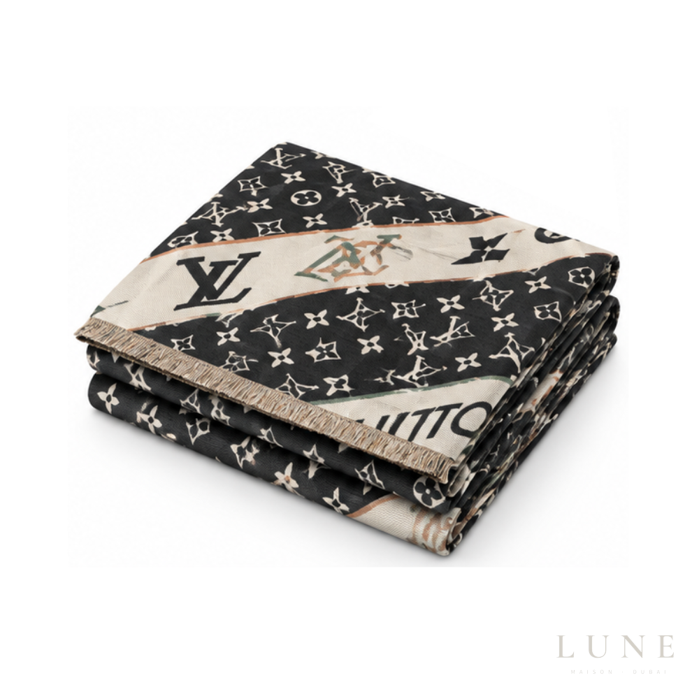 Louis Vuitton Monogram Black Scarf – White