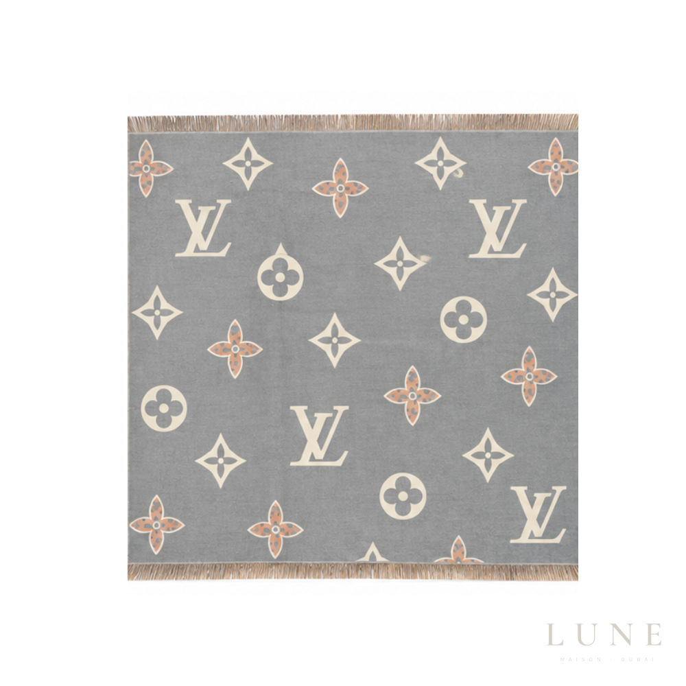 Louis Vuitton Monogram Check Scarf – Grey