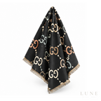Gucci GG Check Wool Scarf – Black