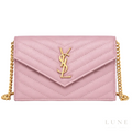 Saint Laurent Cassandre Wallet on Chain – Pink