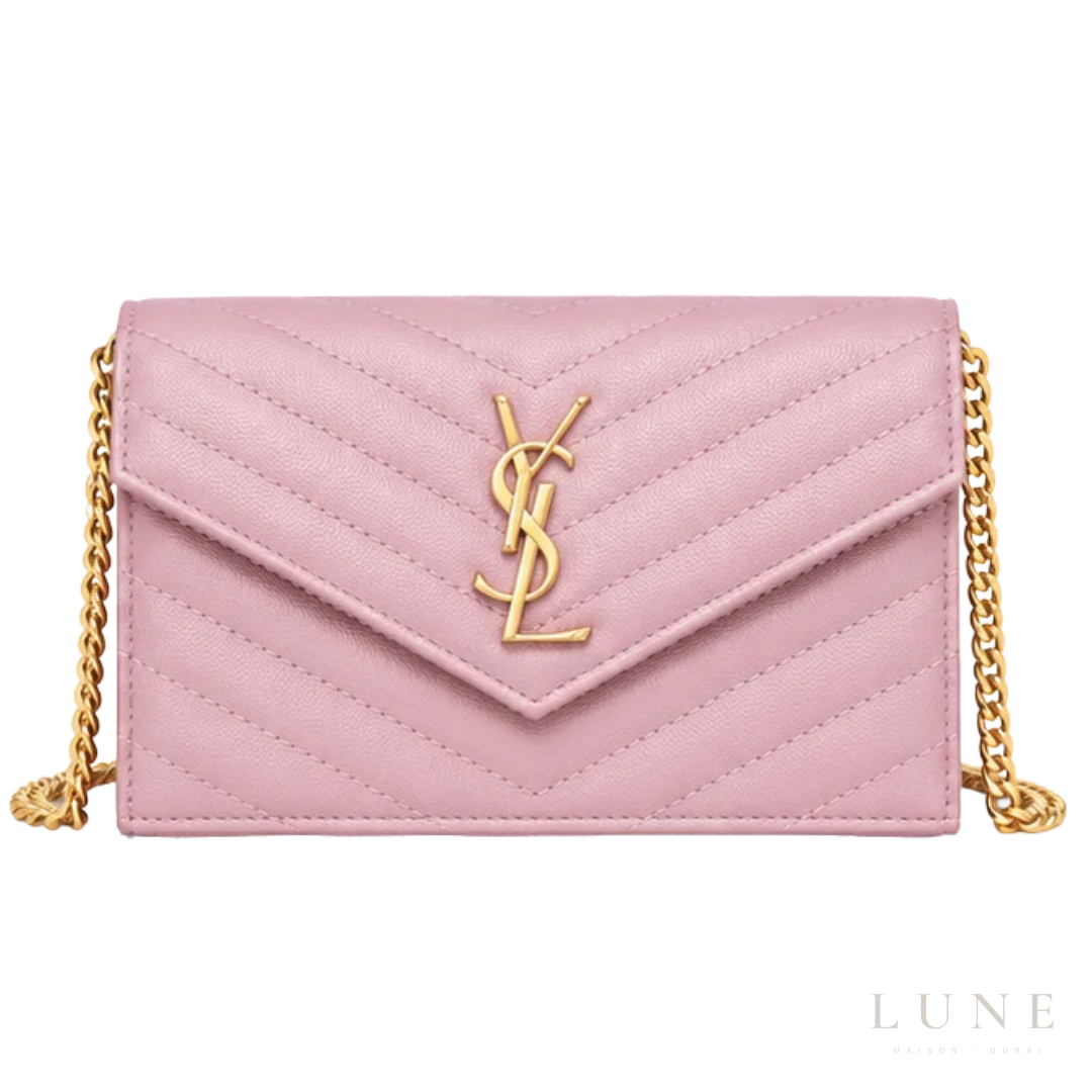 Saint Laurent Cassandre Wallet on Chain – Pink