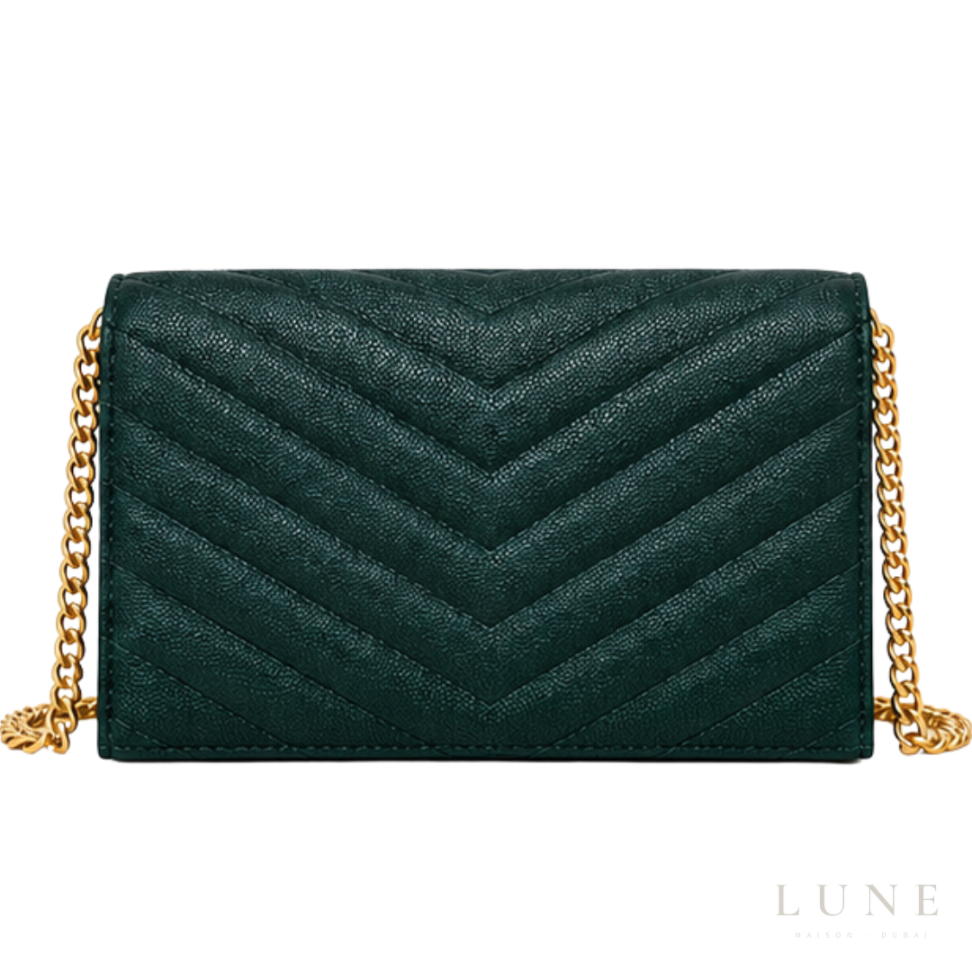 Saint Laurent Cassandre Wallet on Chain – Green