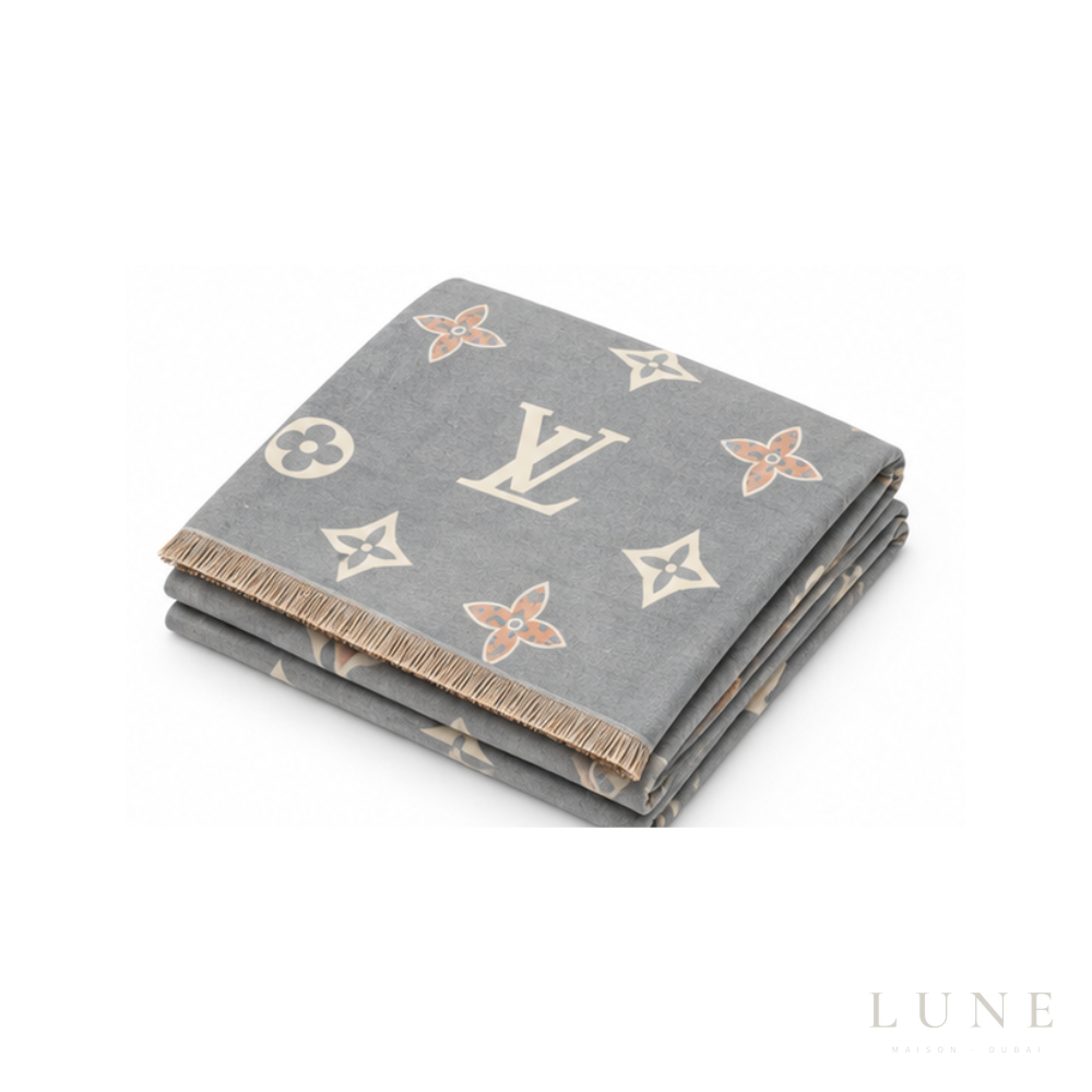 Louis Vuitton Monogram Check Scarf – Grey