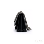YSL Sunset Medium Black Croc-Embossed