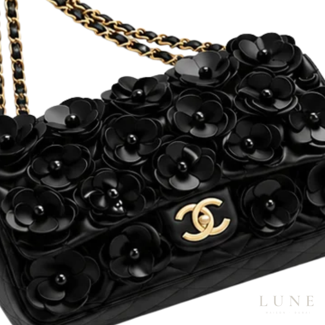 Chanel Bag | Camellia Appliqué Classic Flap Bag – Black