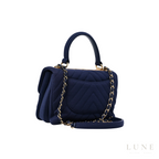 Chanel CC Dual Handle Flap Bag Navy Blue