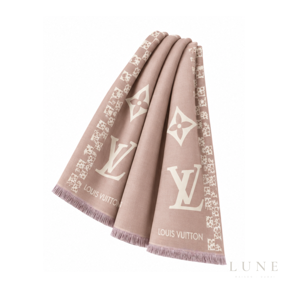 Louis Vuitton Monogram Beige Rose Scarf