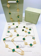Van Cleef Gold Malachite Diamond Set
