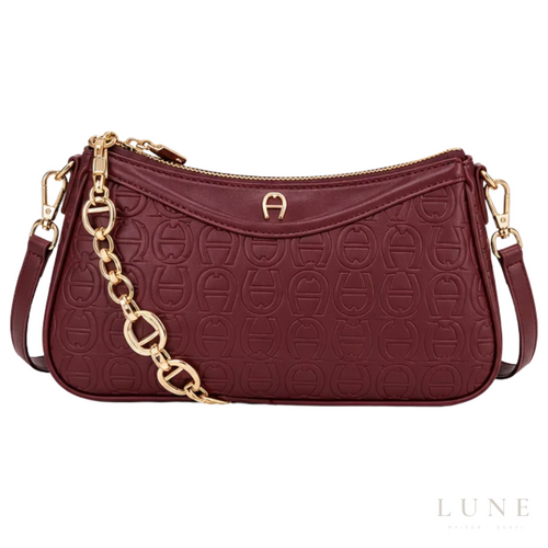 Aigner Bag | Delia Monogram Shoulder Bag – Burgundy – Wine