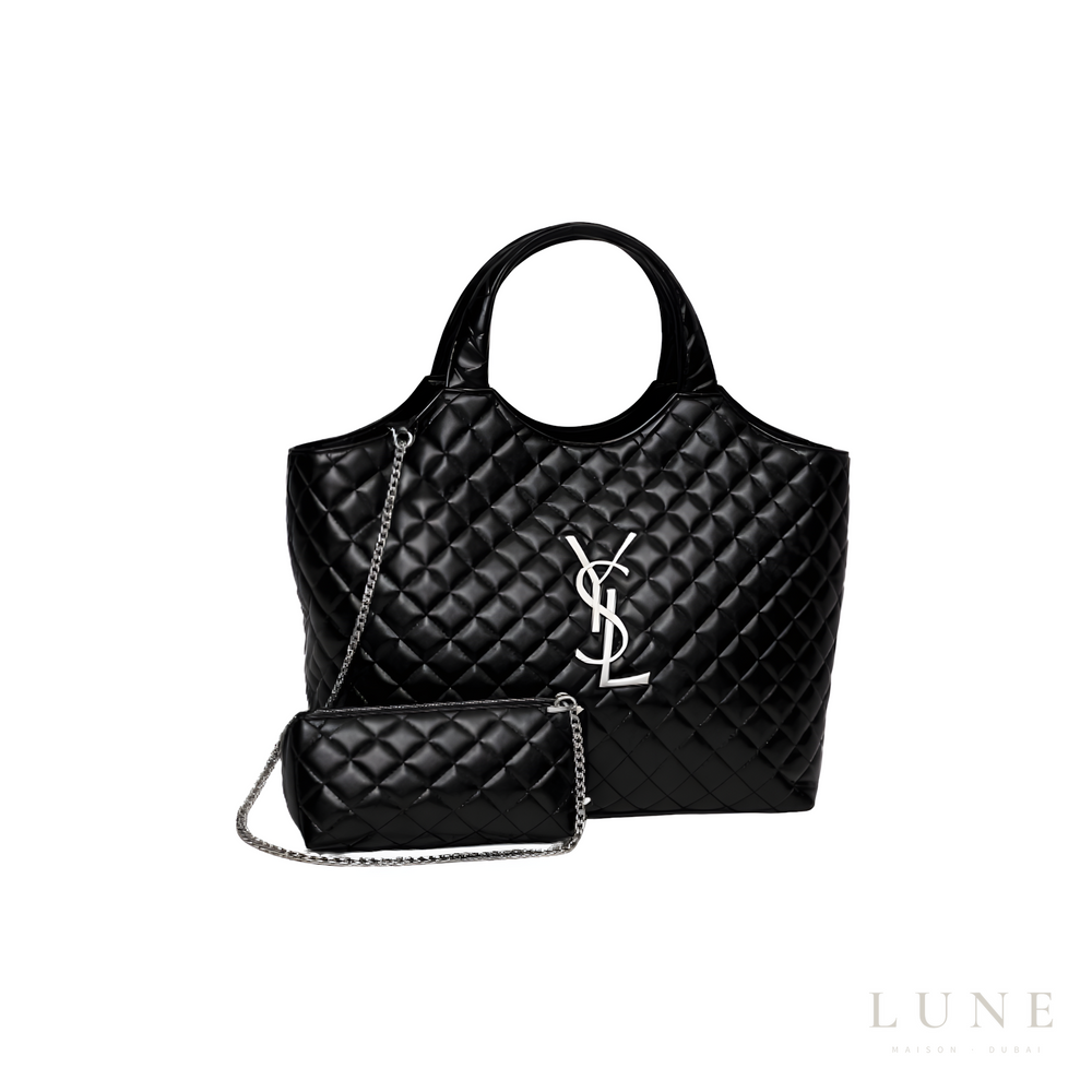 YSL Icare Maxi Quilted Lambskin Black