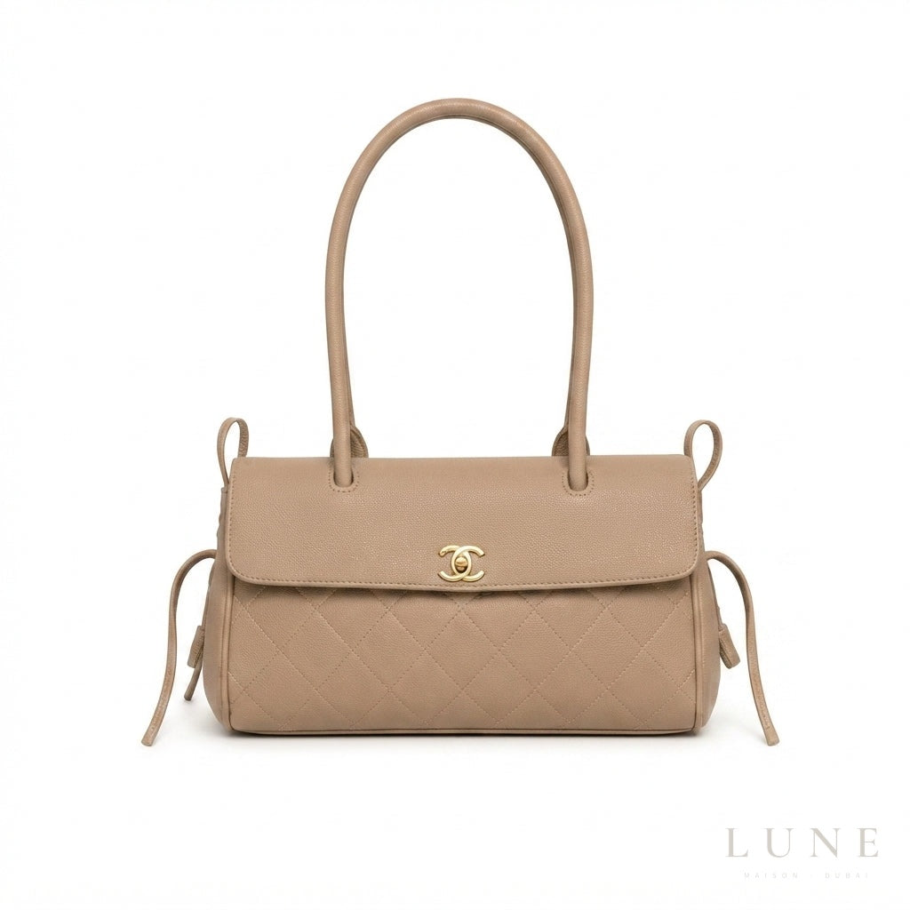 Chanel Grained Calfskin Handbag – Beige - View 1